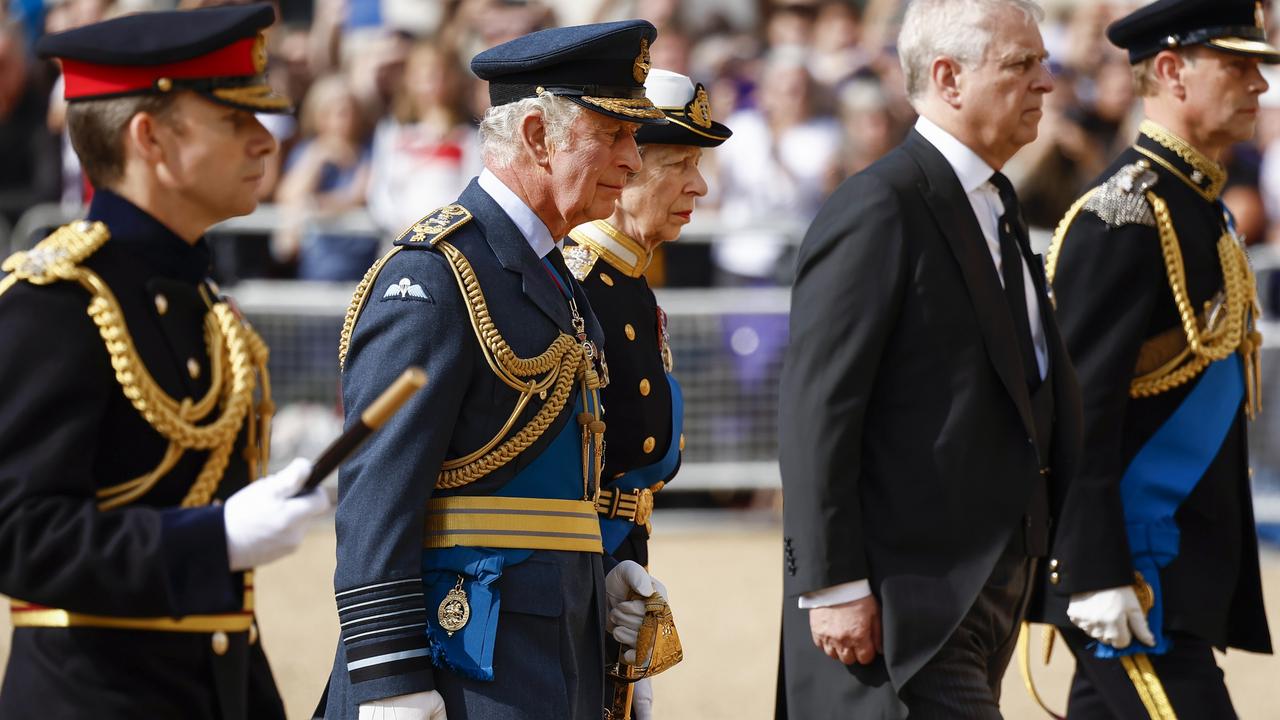 The sombre royals, led by King Charles III. Picture: Jeff J Mitchell/Getty Images