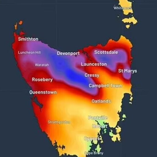 "Intense" rain is forecast for Tasmania on Wednesday and Thursday. Picture: BOM