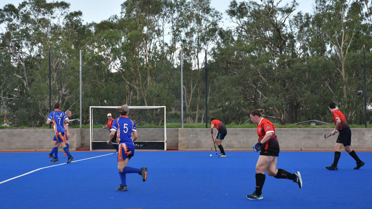 Newtown Tigers players line up in defence.