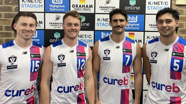 Frankston leaders in the Cure EB strip. Left to right: Ryley Stoddart, Trent Mynott, Will Fordham and Kai Owens.