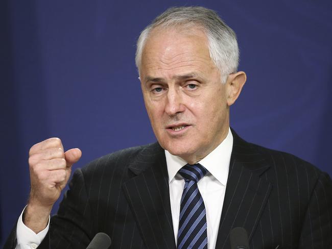 FILE - In this Aug. 10, 2016 file photo, Australia's Prime Minister Malcolm Turnbull speaks in Sydney. Turnbull said on Thursday, June 7, 2018, he would welcome Facebook founder and chief executive Mark Zuckerberg testifying to an Australian parliamentary committee on the social media giant's sharing of data with Chinese phone maker Huawei. (AP Photo/Rick Rycroft, File)