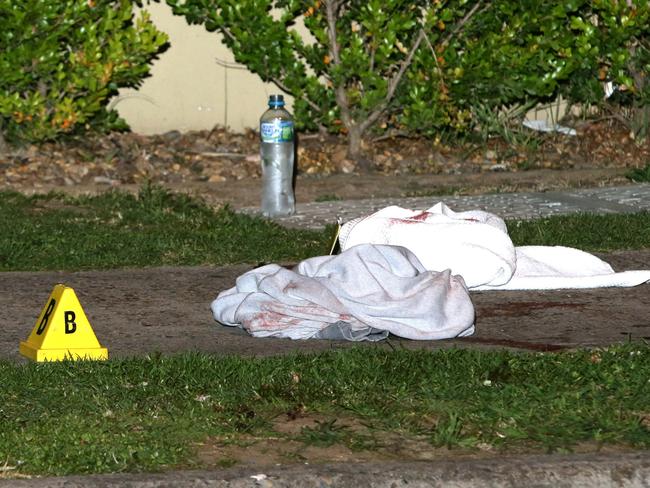 Two males have been stabbed during an altercation at Blaxcell Street, Granville overnight. Police have established a crime scene which is being examined by Detectives and Forensic services. There were blood trails and clothing on the footpath nearby. Pics Bill Hearne