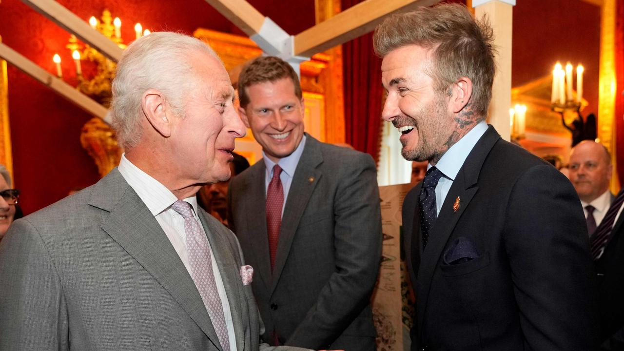 King Charles with David Beckham on June 11, 2024. Picture: Kirsty Wigglesworth/Pool/AFP