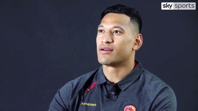 Israel Folau speaks for the first time since joining Catalans Dragons. Picture: Sky Sports