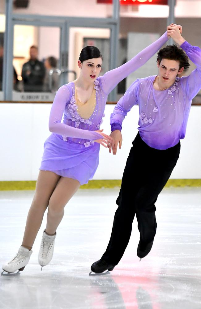 Zachery Churton and Emily Laing from Victoria. Australian Figure Skating Championships in Brisbane. Thursday December 1, 2022. Picture, John Gass