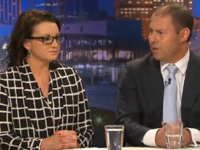 Senator Jacqui Lambie and Assistant Treasurer Josh Frydenberg.