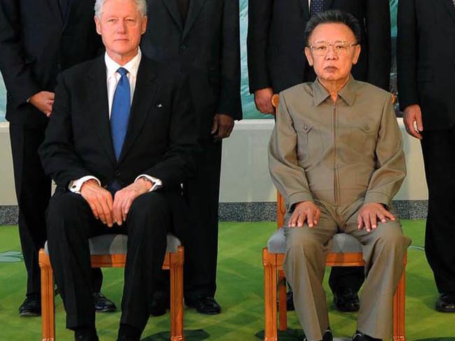 Mr Trump will be the first sitting president to meet North Korea’s leader, although other US politicians have attempted to broker peace. Pictured, former US president Bill Clinton and former North Korea leader Kim Jong-il in Pyongyang in 2009. Picture: Korean Central News Agency/Korea News Service via AP