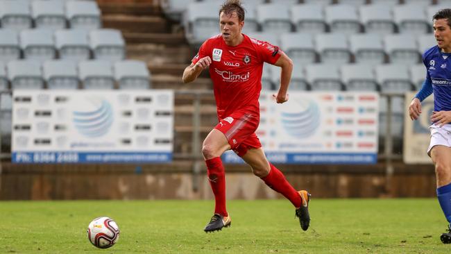 Campbelltown City defender Daniel Mullen playing against Adelaide Blue Eagles in the National Premier Leagues SA. Picture: Adam Butler