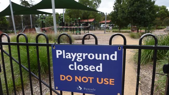 Possum Hollow Playground in Heidelberg is closed. Picture: Josie Hayden