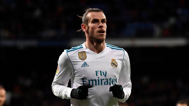 Real Madrid's Welsh forward Gareth Bale celebrates a goal