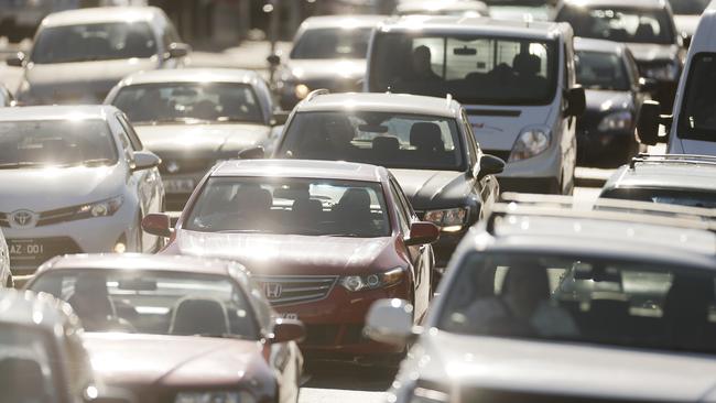 Heavy traffic in the Hobart CBD. Picture: MATHEW FARRELL