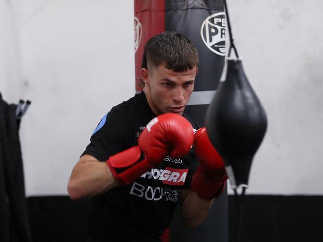 Olympic Bronze medalist Harry Garside training at Bondi Boxing Club ahead of his professional debut. Picture: No Limit Boxing / Brett Costello