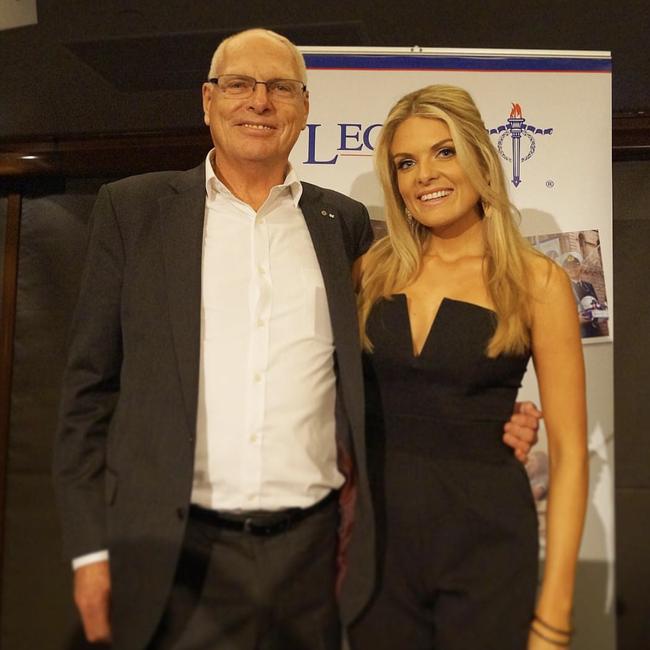 Erin Molan with her dad Jim Molan, who died in January.