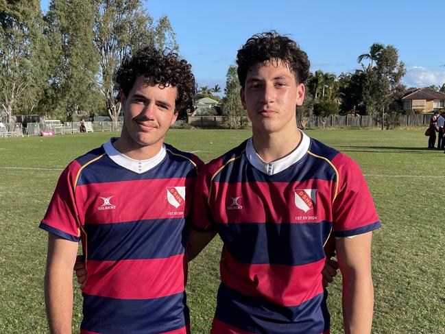 Seamus Boakes and Trent Picot of Brisbane State High School's First XV.