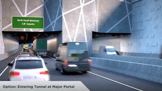 An artist’s impression of the North-South Corridor tunnel option. Picture: Supplied