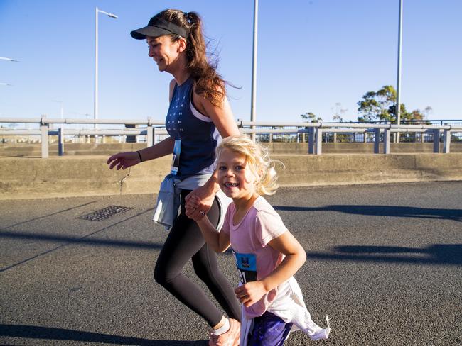 Run the Bridge Fun Run 2020 across Tasman Bridge. Picture: RICHARD JUPE