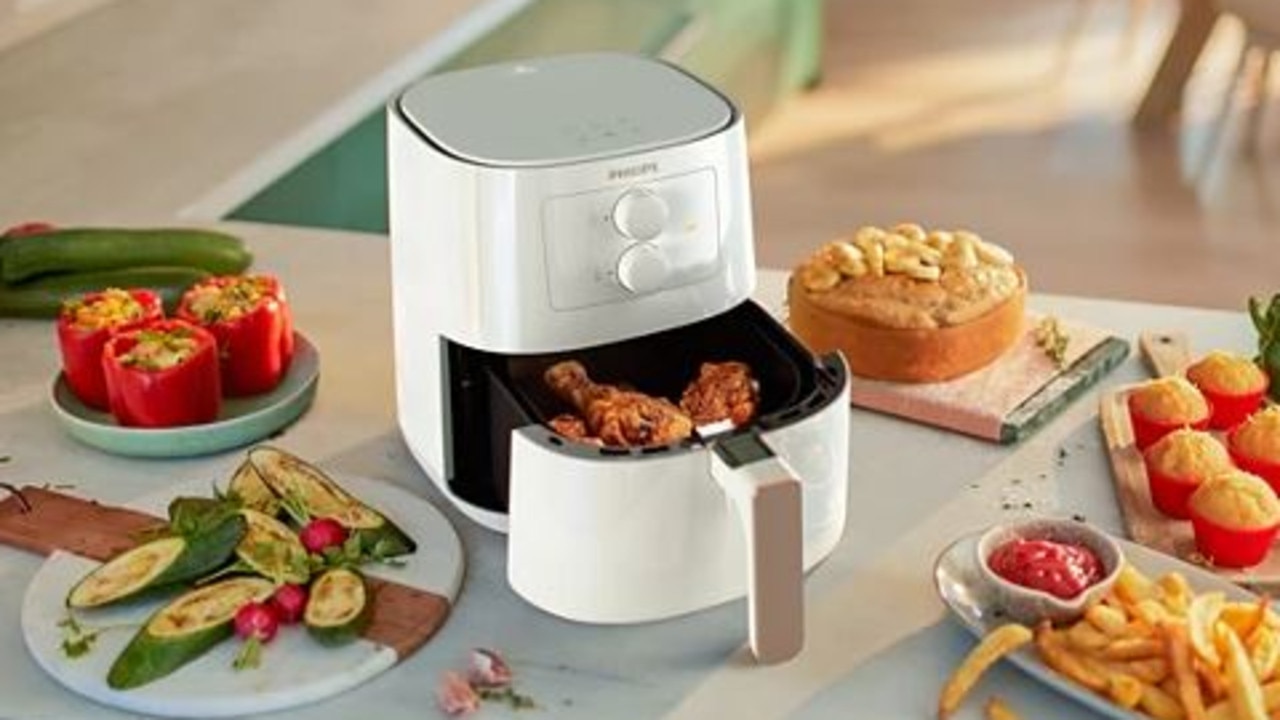 Philips Essential 4.1L Air Fryer with cooked meals. Picture: Philips