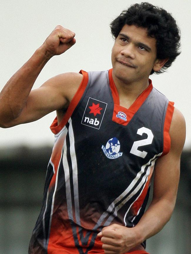 Rioli’s fist pump, seen here at the under-18 national championships match in 2007, became a common sight on AFL grounds across the country.