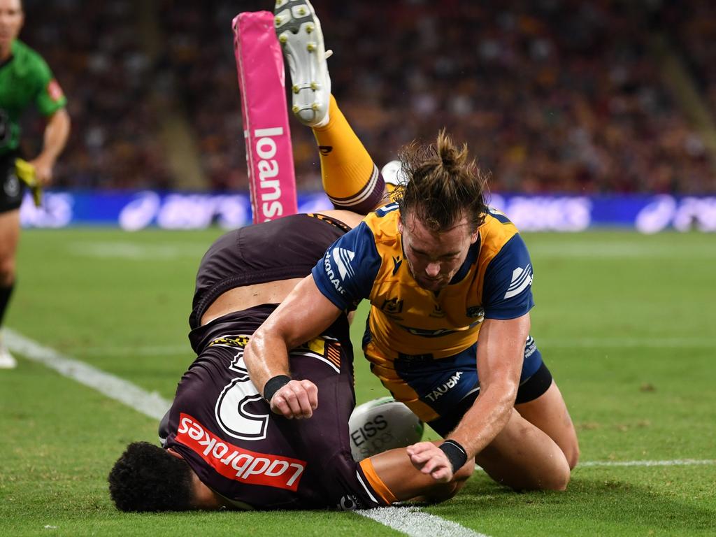 NRL 2021: Broncos Vs Eels, round 1, Xavier Coates try, ‘slid 3-4m on ...