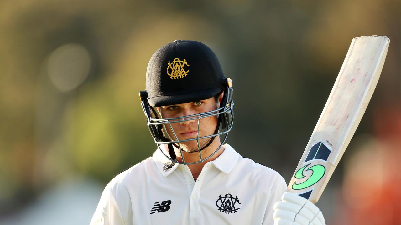 Teague Wyllie of the Warriors acknowledges the crowd after being dismissed during the Sheffield Shield match between Western Australia and New South Wales at WACA, on October 04, 2022, in Perth, Australia.