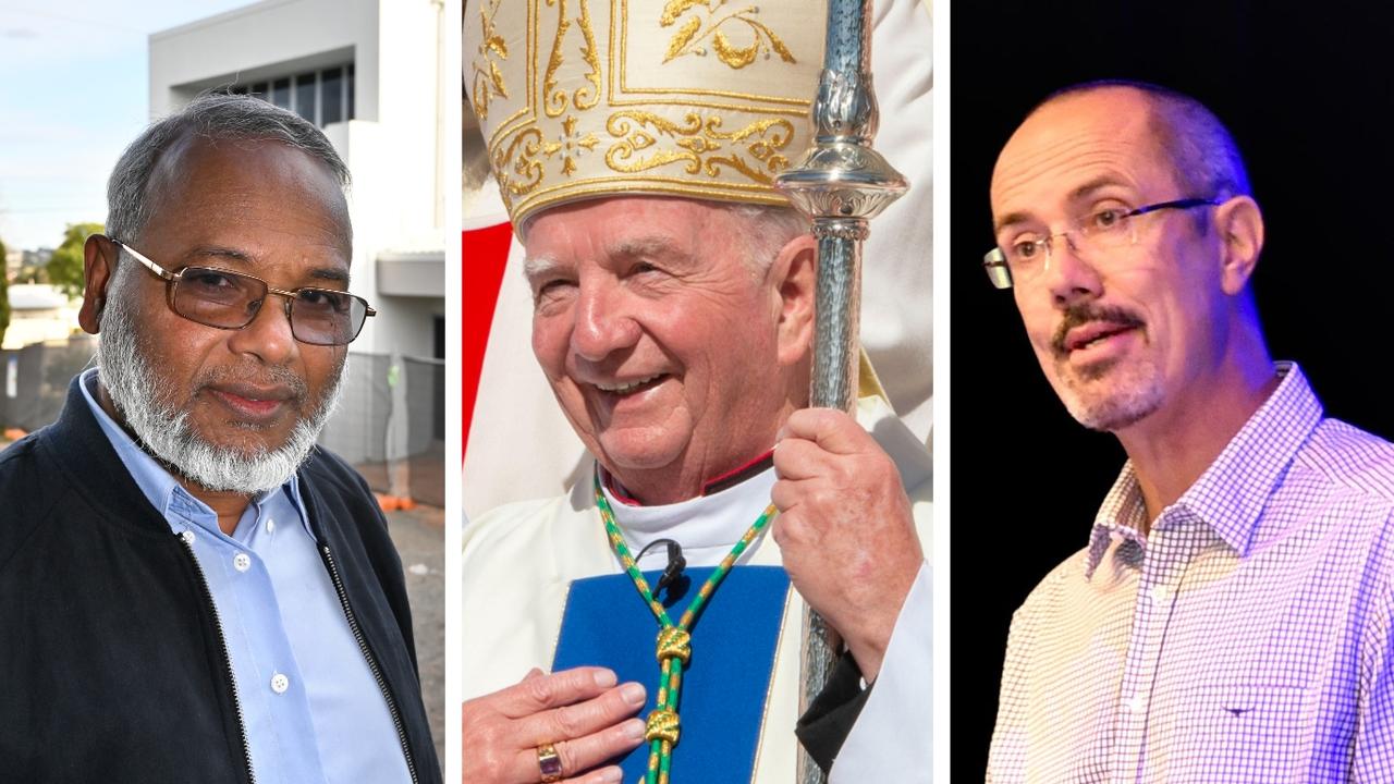 Toowoomba religious leaders (from left) Professor Shahjahan Khan; Bishop Robert McGuckin; Bishop Cam Venables.