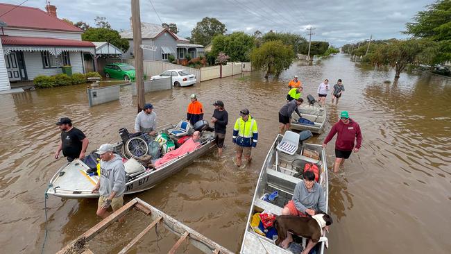 Rochester residents are evacuated from their homes last month as the Campaspe River rises. Picture: Jason Edwards