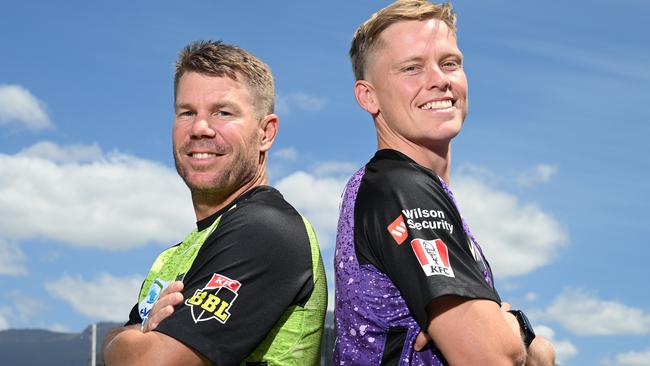 David Warner’s Sydney Thunder will take on Nathan Ellis’ Hobart Hurricanes in the Big Bash final. (Photo by Steve Bell/Getty Images)