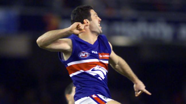 Rohan Smith celebrates a goal during Western Bulldogs’ victory over Essendon.