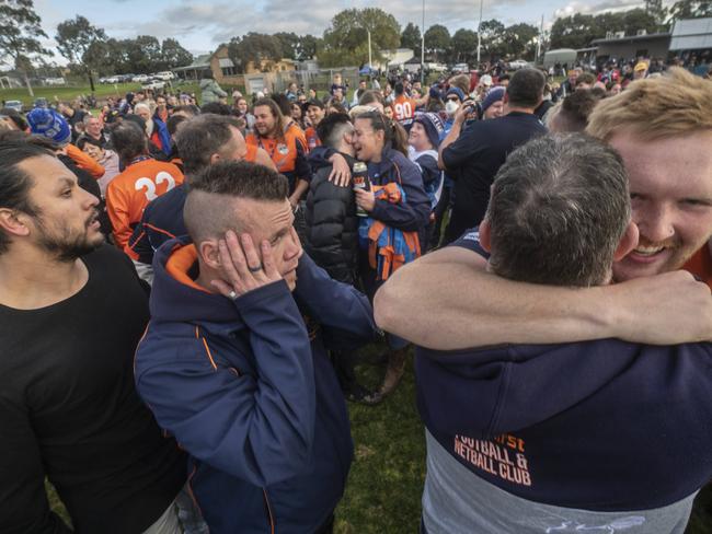 The emotion at the Lyndhurst huddle.