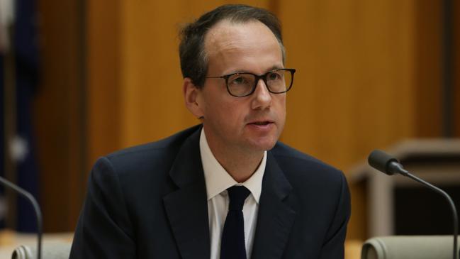 ASIC chair James Shipton appears at a parliamentary committee hearing. Pic: Kym Smith