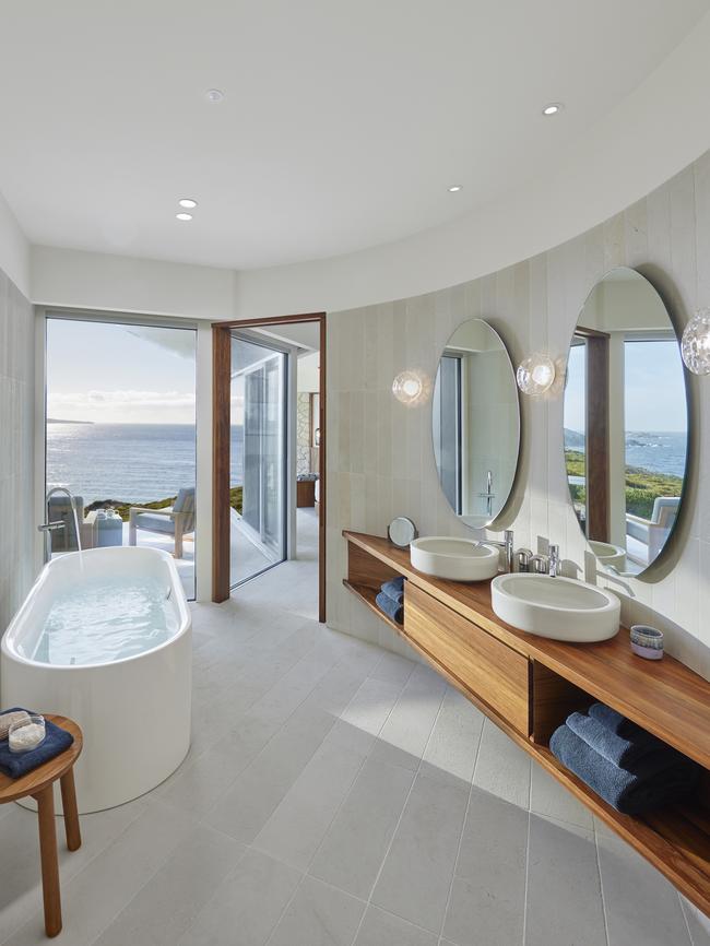 Even bathrooms come with vistas. Picture: George Apostolidis