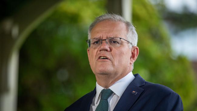 Scott Morrison has announced further sanctions.. Picture: NCA NewsWire / Christian Gilles