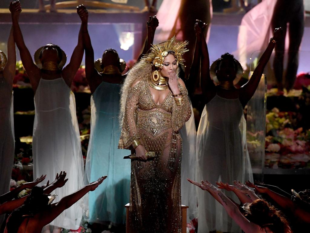 Beyonce performs onstage during The 59th GRAMMY Awards at STAPLES Center on February 12, 2017 in Los Angeles, California. Picture: Getty