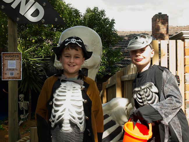 Harrison and James trick-or-treating in North Balwyn.