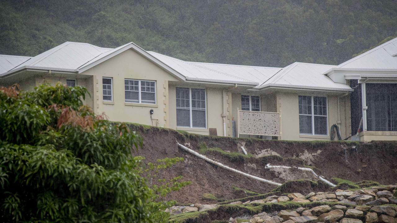 The landslip at the front of the house. Picture: Jerad Williams