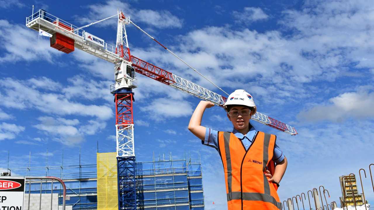 WINNER: Sydney Bentley won the Roma Hospital name the crane competition for her entry 'Knight Saber'. Picture: Ellen Ransley