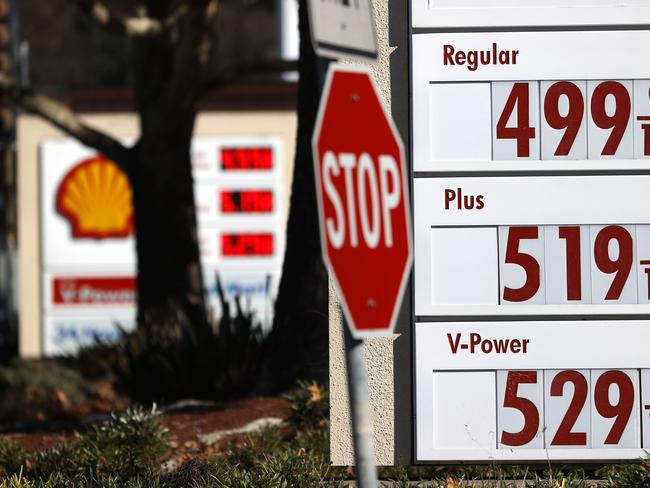 HERCULES, CALIFORNIA - NOVEMBER 17: Gas prices over $5.00 per gallon are displayed at a Shell station on November 17, 2021 in Hercules, California. U.S. President Joe Biden is calling on the Federal Trade Commission to investigate the surge in gas prices in United States. California has the highest average price for a gallon of regular gasoline at $4.682, breaking the record high of $4.671 from October 2012.   Justin Sullivan/Getty Images/AFP == FOR NEWSPAPERS, INTERNET, TELCOS & TELEVISION USE ONLY ==