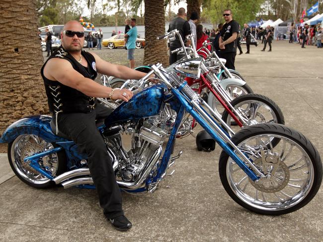 Alex Vella Junior on his custom-made Harley Davidson.