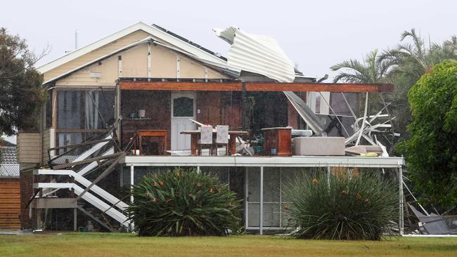 BRISBANE, AUSTRALIA - NewsWire Photos MARCH 9, 2025: Heavy rain and damaging winds continued in the wake of now ex Cyclone Alfred. Shown is a damaged home in Brighton. Picture: NewsWire/Tertius Pickard