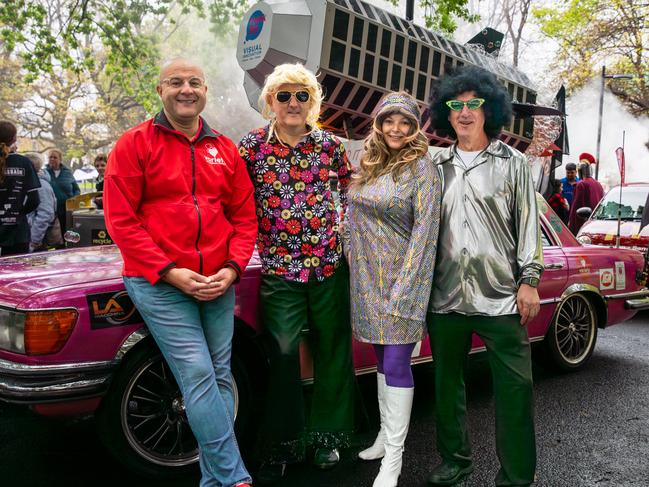 Variety CEO Mohammad Aldergham, General Manager of Wrest Point, Andrew Fox with Tania Johnson and Rocky Shiro at Parliament Lawns ahead of last year’s TasBash. Picture: Linda Higginson