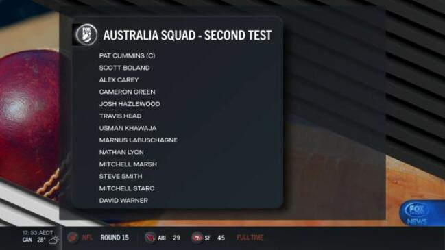 Aussies name 13-man squad ahead of Boxing Day Test