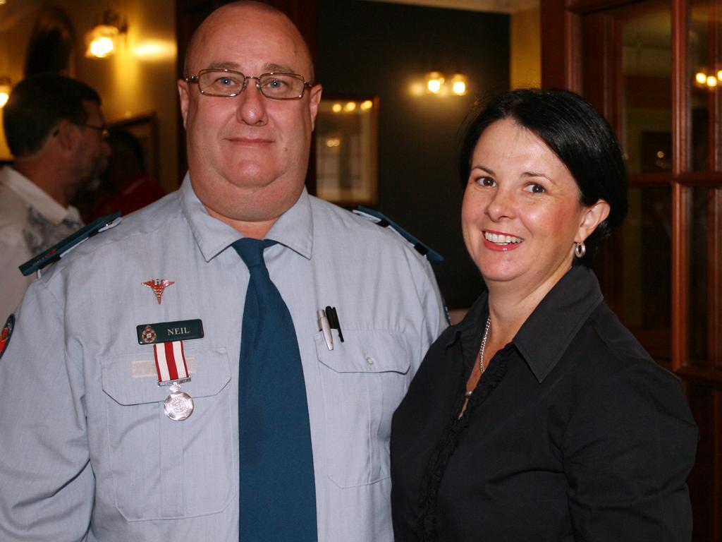 Neil McKane and Kay Becker at the QAS Meritorious Service Awards at Kershaw House, Rockhampton. Photo: Sharyn O'Neil