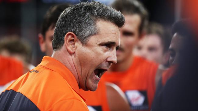 A fired up Leon Cameron talking to his players. Picture: Phil Hillyard