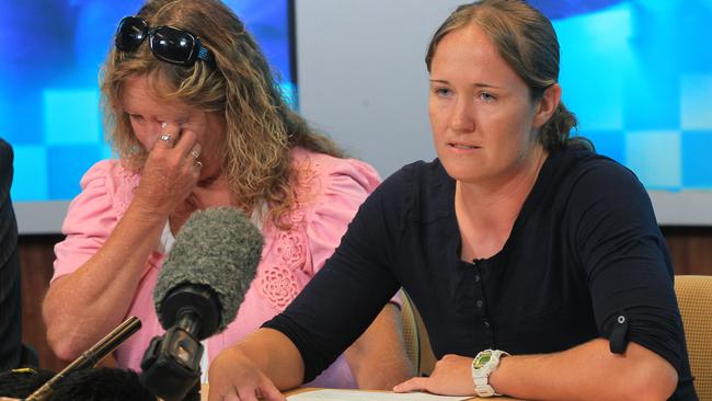 Jodi Eaton’s mother Margaret Pickerell, left, and sister Sandra Eaton making a plea for information after her murder.