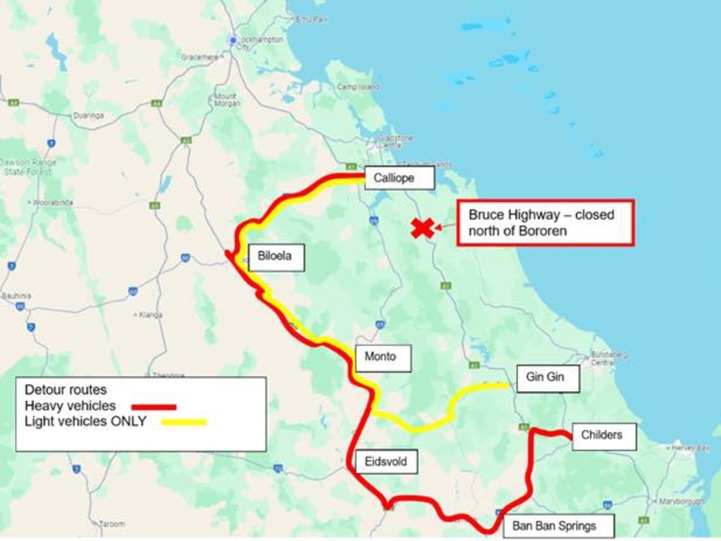 Bruce Highway detours in place after the crash at Bororen.