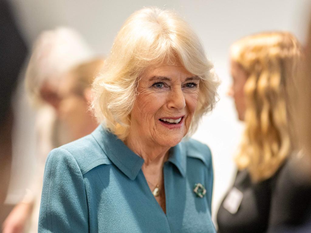 Britain's Queen Camilla talks with volunteers and visitors to the centre after officially opening 'Maggie's Royal Free', a new cancer support centre. Picture: AFP