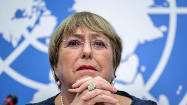 While taking her final curtain call as UN High Commissioner for Human Rights, Michelle Bachelet dropped a bombshell. Picture: AFP