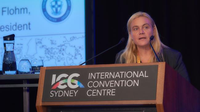 NSW Teachers Federation senior vice president Amber Flohm speaks at the union’s 2023 annual conference. Picture: Supplied