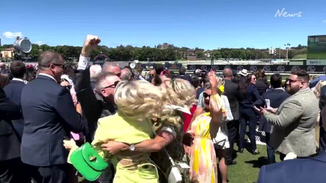 Trainer Kris Lees celebrates Rustic Steel winning The Big Dance