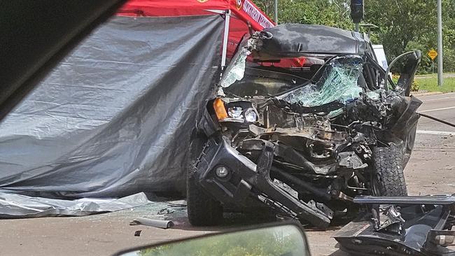 NT Police have confirmed the 77-year-old driver of a utility vehicle has lost his life after a horror two-vehicle collision on the Stuart Highway at Palmerston on March 10. Picture: Supplied